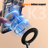 Black 2-in-1 Folding Portable Selfie Light and Magnetic Phone Stand - Vlogging Ring Light with Adjustable Kickstand, Three-Color Soft Light &  USB Rechargeable