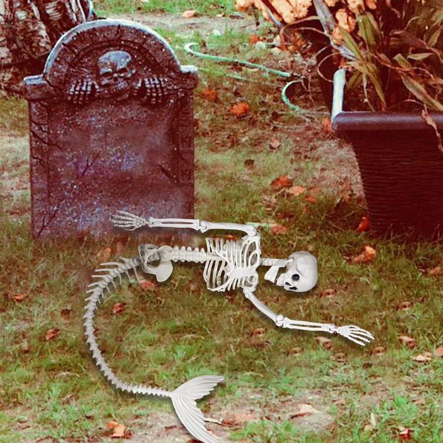 Halloween 31.5 inch  Poseable Mermaid Skeleton Prop Haunted Decor