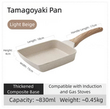 White Rectangular Non-Stick Frying Pan 19×14×4cm - Open, Induction & Gas Compatible - Front View