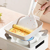 White Rectangular Non-Stick Frying Pan 19×14×4cm - Open, Induction & Gas Compatible - 45-Degree Angle