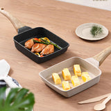 White Rectangular Non-Stick Frying Pan 19×14×4cm - Open, Induction & Gas Compatible - Rear View
