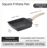 Black Rectangular Non-Stick Frying Pan 19×14×4cm - Open, Induction & Gas Compatible - Front View