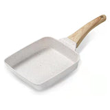 Black Rectangular Non-Stick Frying Pan 19×14×4cm - Open, Induction & Gas Compatible - Side View