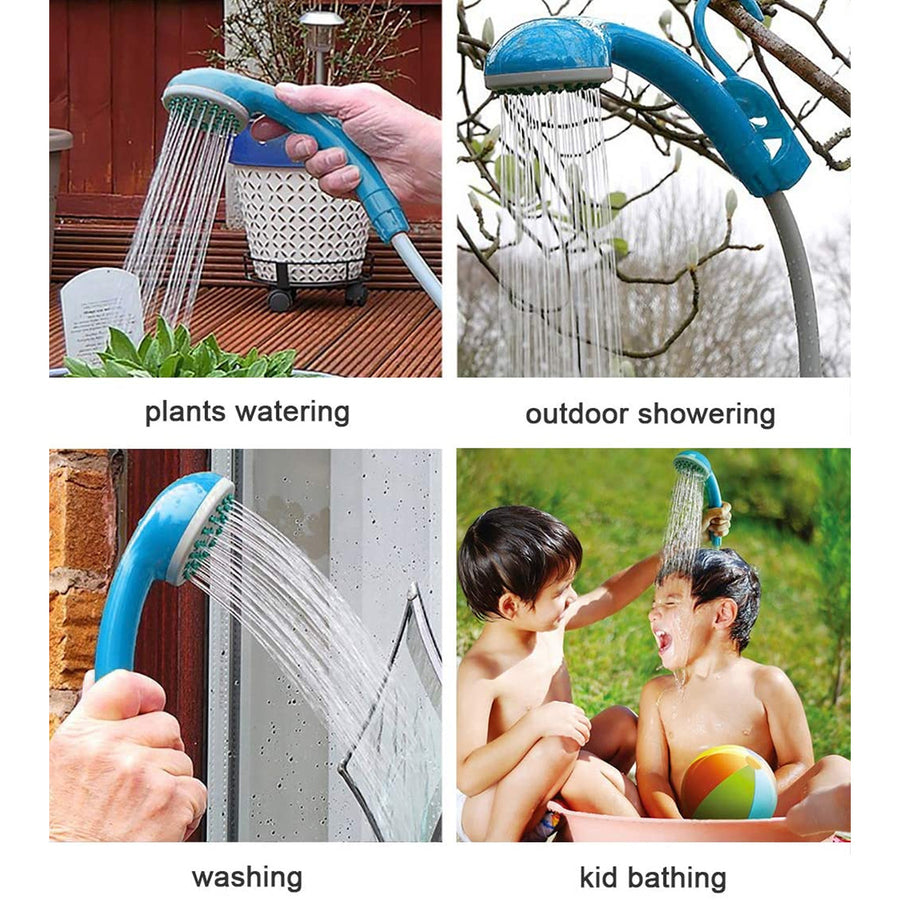 Blue USB Portable Camping Shower Kit with Folding 20L Bucket