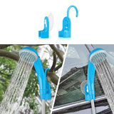 Blue USB Portable Camping Shower Kit with Folding 20L Bucket - Top-Down View