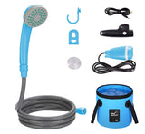 Blue USB Rechargeable Portable Shower Pump for Outdoors