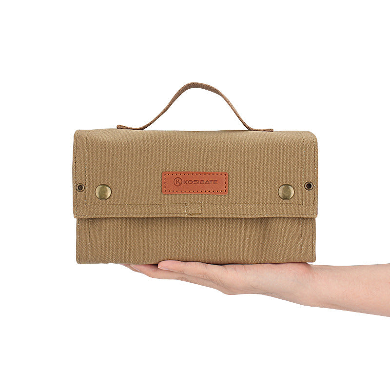 Green canvas spice storage box (9.1 x 4.7 x 2.8 inches) With 10 bottles