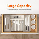 White Adjustable Cutlery Tray (33-57cm) - Front View