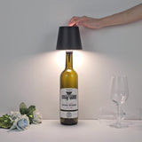 Black Cordless Tri-Color Wine Bottle LED Lamp - Top-Down View