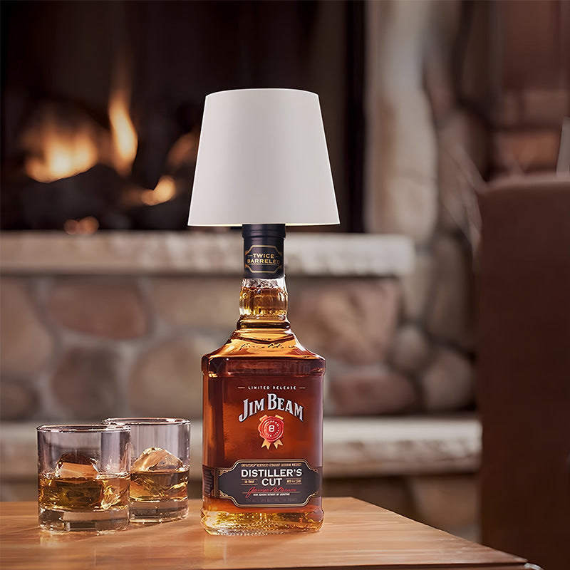 Blue Cordless Tri-Color Wine Bottle LED Lamp