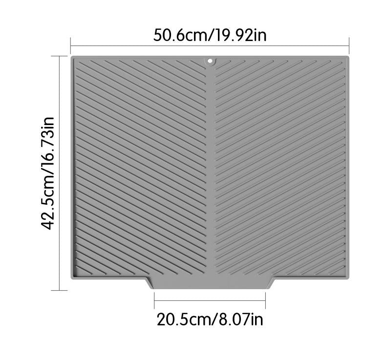 2PC Grey Multi-Use Drain Mat (51x43 cm) – Non-Slip Heat Protection for Dish Drying & Prep