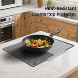 2PC Black Multi-Use Drain Mat (43x33 cm) – Non-Slip Heat Protection for Dish Drying & Prep