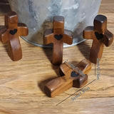 Set of 5 White Peachwood Heart Cross – Multi-functional Spiritual Symbols for Home and Office, Religious, Ornaments Mini - Side View