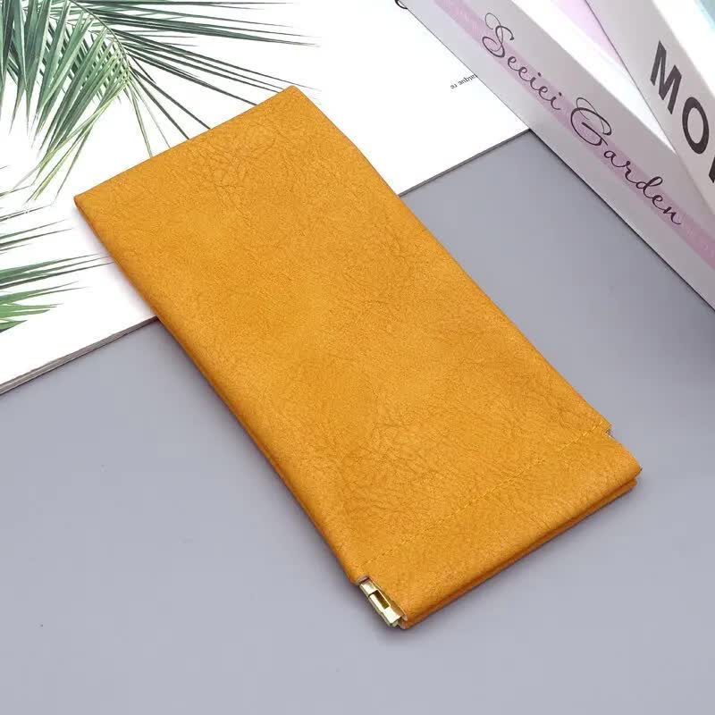 3-Pieces PU Orange Leather Glasses Pouch(18 * 8 CM) – Water Resistant, Soft Lining, Snap Closure, Universal Storage