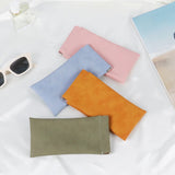3-Pieces PU Orange Leather Glasses Pouch(18 * 8 CM) – Water Resistant, Soft Lining, Snap Closure, Universal Storage
