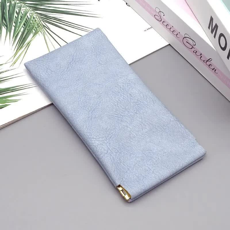 3-Pieces PU Blue Leather Glasses Pouch(18 * 8 CM) – Water Resistant, Soft Lining, Snap Closure, Universal Storage