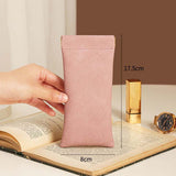 3-Pieces PU Pink Leather Glasses Pouch(18 * 8 CM) – Water Resistant, Soft Lining, Snap Closure, Universal Storage - Front View