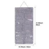 16 Slot Grey Felt Hanging Sunglass Organizer(40 * 80 CM) – Foldable Wall Mount Eyewear Storage Rack - Front View