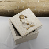 Resin Pet Urn Keepsake Box(8.5*8.5*5.3CM) – Child Hugging Cat Cremation Memorial - Side View