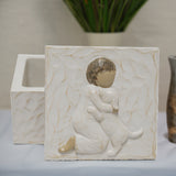 Resin Pet Urn Keepsake Box(8.5*8.5*5.3CM) – Child Hugging Dog Cremation Memorial