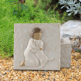 Resin Pet Urn Keepsake Box(8.5*8.5*5.3CM) – Child Hugging Dog Cremation Memorial - Top-Down View