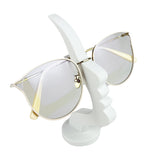 3-Pack White Abstract Face Eyewear Stand – Sculptural Desk & Nightstand Display (13.7 * 5CM) - Front View