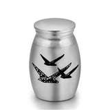 6-Pack 25x16mm Flying Bird Engraved Mini Keepsake Urn – Steel Ashes Memento for Cats Dogs