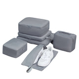 6-Piece Grey Memory Fabric Travel Compression Packing Cubes Set - Waterproof, Anti-Wrinkle Luggage Organizer & Space Saver
