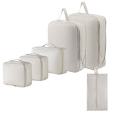 6-Piece Grey Memory Fabric Travel Compression Packing Cubes Set - Waterproof, Anti-Wrinkle Luggage Organizer & Space Saver