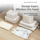 6-Piece Black Memory Fabric Travel Compression Packing Cubes Set - Waterproof, Anti-Wrinkle Luggage Organizer & Space Saver - Front View