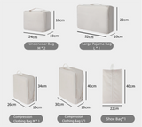 6-Piece Black Memory Fabric Travel Compression Packing Cubes Set - Waterproof, Anti-Wrinkle Luggage Organizer & Space Saver - 45-Degree Angle