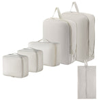 6-Piece Blue Memory Fabric Travel Compression Packing Cubes Set - Waterproof, Anti-Wrinkle Luggage Organizer & Space Saver