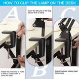 2-in-1 Black LED Magnifier Desk Lamp With Base and Clip - Hands-Free, Dimmable 3-Color Light for Crafts & Workbench