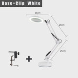 2-in-1 White LED Magnifier Desk Lamp With Base and Clip - Hands-Free, Dimmable 3-Color Light for Crafts & Workbench