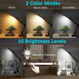 2-in-1 White LED Magnifier Desk Lamp With Base and Clip - Hands-Free, Dimmable 3-Color Light for Crafts & Workbench - Front View