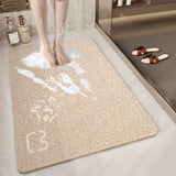 Beige Cat Head Design Loofah Texture Shower Mat (40x80cm) - Non-Slip PVC Bathroom Floor Mat with Drainage, Quick-Dry, Anti-Mould