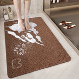 Brown Cat Head Design Loofah Texture Shower Mat (40x80cm) - Non-Slip PVC Bathroom Floor Mat with Drainage, Quick-Dry, Anti-Mould