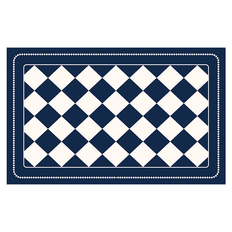 Dark Blue Checkered Design Loofah Texture Shower Mat (40x60cm) - Non-Slip PVC Bathroom Floor Mat, Quick-Draining, Anti-Mould & Massage Pad
