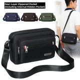Black Dual-Style Men's Oxford Cloth Crossbody Bag Bundle - Oxford Cloth Business Shoulder Bag, Multi-Functional Large Capacity, Fits 8-inch Tablet
