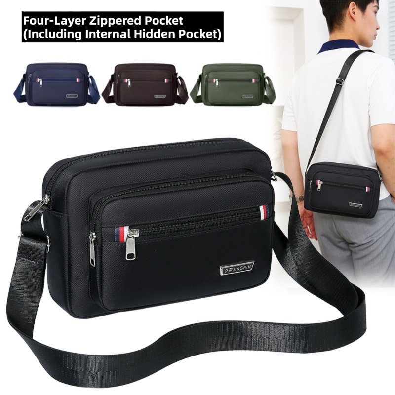 Dark Blue Dual-Style Men's Oxford Cloth Crossbody Bag Bundle - Oxford Cloth Business Shoulder Bag, Multi-Functional Large Capacity, Fits 8-inch Tablet