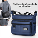 Dark Blue Men's Waterproof Oxford Cloth Crossbody Bag - Durable Anti-Theft Shoulder Backpack for Business, Travel & 10-inch Tablet - Front View