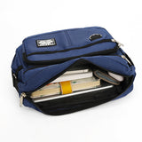 Black Men's Waterproof Oxford Cloth Crossbody Bag - Durable Anti-Theft Shoulder Backpack for Business, Travel & 10-inch Tablet - Side View