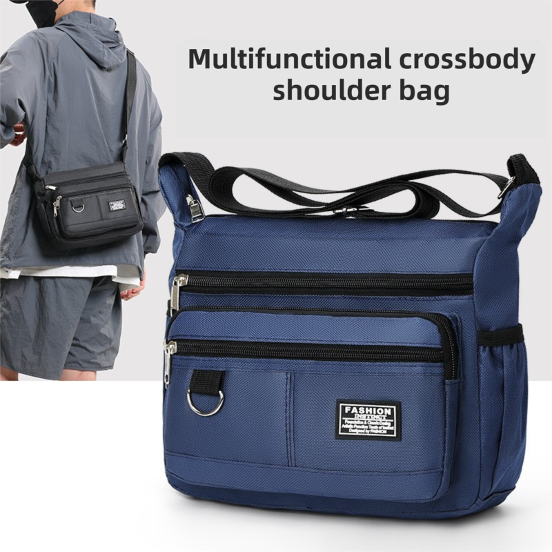 Grey Men's Waterproof Oxford Cloth Crossbody Bag - Durable Anti-Theft Shoulder Backpack for Business, Travel & 10-inch Tablet