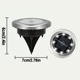 4-Pack Solar LED In-Ground White Light Set (Single 7.1x7.1x6.1cm) - Stainless Steel Waterproof Outdoor Garden Pathway and Landscape Spike Lamp