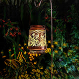 2-Pack Decorative Solar Butterfly Hanging Lantern(11x11x17CM) - Waterproof Metal Hollow-Carved Outdoor Garden Projection Light for Garden and Patio