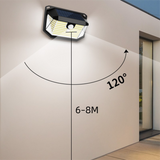 2-Pack Solar Motion Sensor Wall Light(178-Bead LED) -  3 Lighting Modes, IP64 Waterproof, Three-Sided Wide-Angle Lighting for Outdoor Security and Garden Lighting - Rear View