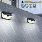 2-Pack Solar Motion Sensor Wall Light(388-Bead LED) -  3 Lighting Modes, IP64 Waterproof, Three-Sided Wide-Angle Lighting for Outdoor Security and Garden Lighting