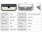 2-Pack Solar Motion Sensor Wall Light(416-Bead LED) -  3 Lighting Modes, IP64 Waterproof, Three-Sided Wide-Angle Lighting for Outdoor Security and Garden Lighting