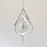 3D Silver Stainless Steel  Rose Water Drop Wind Chime (25x26CM) - Mirror Reflective Hanging Garden Art and Outdoor Decoration - Front View