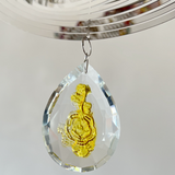 3D Silver Stainless Steel  Rose Water Drop Wind Chime (25x26CM) - Mirror Reflective Hanging Garden Art and Outdoor Decoration - Side View